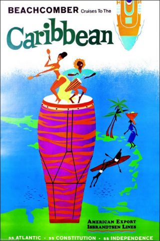 1930s Beachcomber Cruises To Caribbean Vintage Travel Advertisement Art Poster