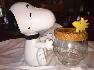 Treasure Craft Peanuts Snoopy And Woodstock Cookie Jar Without Box -