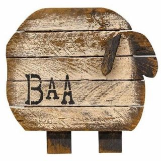 Rustic Wooden Lath Baa Sheep Hanging Plaque