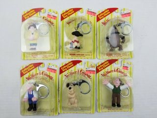 1989 Set Of 6 Wallace & Gromit Collectible Key Chains Irwin Toys Vintage