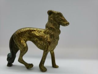 Vintage Brass Dog Figurine Victorian Type Wolf ? Shepherd? Older Breed Collie ?