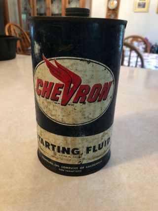 Vintage Chevron Starting Fluid Can.  Standard Oil Of California.  1.  5 Qt.  Empty
