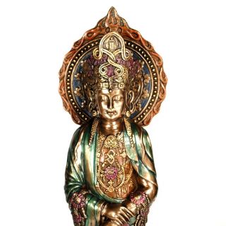 Kwan Yin Rosary Statue 15 " Bronze Buddha Guan Prayer Bead Buddhist