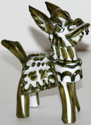 Ceramic Donkey Made In Italy No.  4087 Olive Green,  White & Black 6.  5 " T X 6 " L