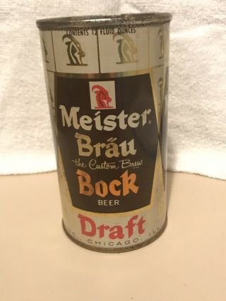 Vintage Meister Brau Bock 12 Oz W/ Rare Orange Lettering - Steel Flat Top