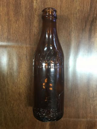 Antique Coca Cola Coke Amber Glass Bottle Straight Sides