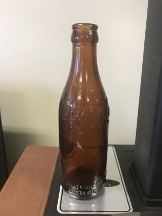 Antique Coca Cola Coke Amber Glass Bottle Straight sides 2