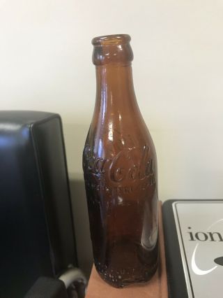 Antique Coca Cola Coke Amber Glass Bottle Straight sides 3