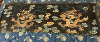 19 Th Century Chinese Silk Embroidered Dragon Chasung The Pearl