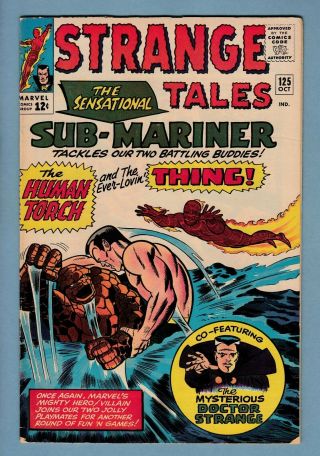 Strange Tales 125 Fn - (5/5.  5) Fantastic Four_sub - Mariner_dr.  Strange_cents_1964