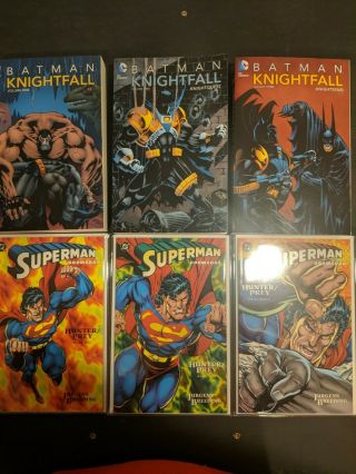 Batman Knightfall Vol 1 2 3 Superman Doomsday Hunter/prey Book 1 2 3