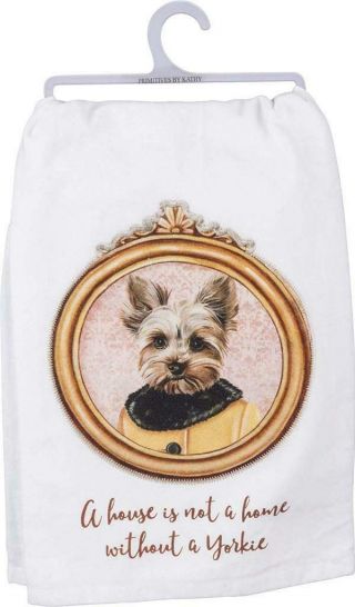 Yorkie Yorkshire Terrier Dog Cotton Tea Dish Kitchen Towel Primitives By Kathy