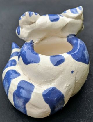 Art Pottery Cat Kitten Trinket Handmade Blue & White Artist Sherri Pence 3