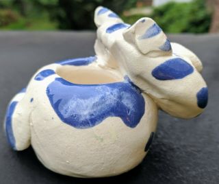 Art Pottery Cat Kitten Trinket Handmade Blue & White Artist Sherri Pence 4