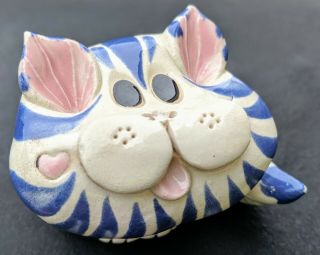 Art Pottery Cat Kitten Trinket Handmade Blue & White Artist Sherri Pence 5