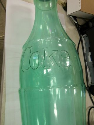 Coca - Cola Large Blue/Green Plastic Bottle/Bank w/cap - 22 