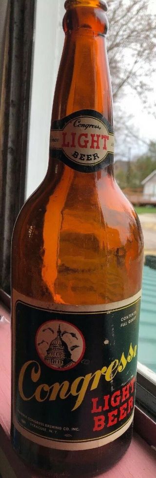 1960s Syracuse N.  Y.  Congress Light Lager Beer Labeled
