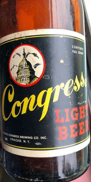 1960s Syracuse N.  Y.  CONGRESS LIGHT LAGER BEER Labeled 2