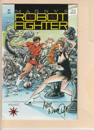 Magnus Robot Fighter 1 - Valiant - Never Read,  Signed With Trading Cards