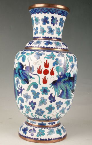 Antique Chinese Cloisonne Enamel Vases Old Handmade Dragon Crafts Collec Gift