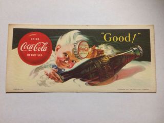 1953 Coke Coca - Cola Drink In Bottles Advertising Ink Blotter