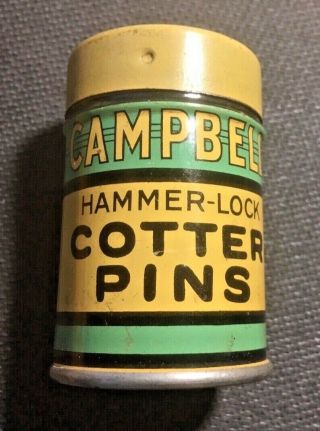 Vintage Campbell Hammer Lock Cotter Pins Tin American Chain&cable Bridgeport Ct
