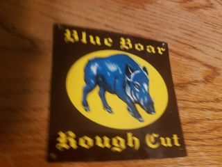 Vintage Blue Boar Tobacco Tin Sign Hog Pig Farm Smoke Chew General Store Old