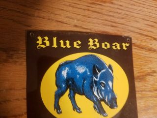 Vintage Blue Boar Tobacco tin Sign Hog Pig Farm Smoke Chew General Store Old 2