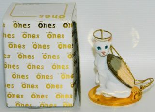 Oriental Shorthair White Cat Figurine Ornament Angel 2 " Mini Figure Tiny Ones