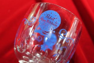 Pabst Blue Ribbon Thumbprint Beer Goblet,  Beer Glass,
