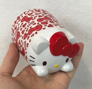 Rare Sanrio Hello Kitty Molded Face Bottom Cup Mug Plastic 3d 3.  8 " Heart Cat Bow