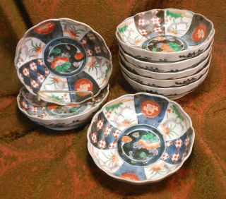 8 Small 6 " Antique Japanese Imari Bowls,