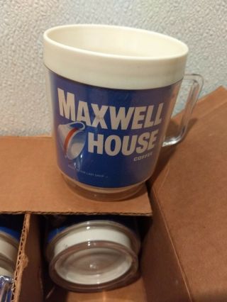 Vintage Maxwell House Coffee Set 4 Cups Plastic Mugs