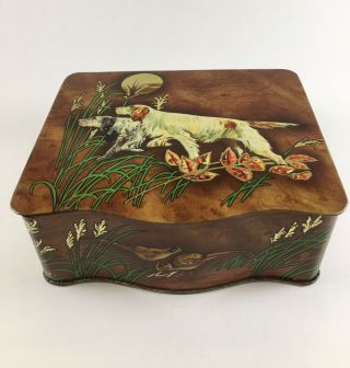 Vintage Bird Dog Hunting Tin Box Made In England