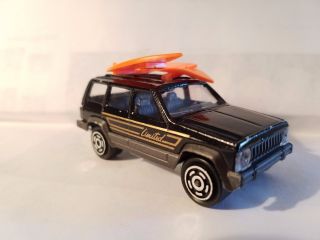 Vintage Diecast Majorette Black Limited Jeep Cherokee With Surfboards