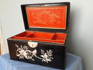 Big Size Chinese Mother Of Pearl Inlaid Lacquer Wood Box.  China.