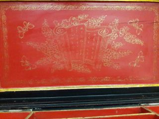 BIG SIZE CHINESE MOTHER OF PEARL INLAID LACQUER WOOD BOX.  CHINA. 6