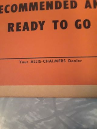 Hard to find ALLIS - CHALMERS orange tag machine dealer price hang tag 1945? 2