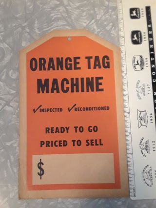 Hard to find ALLIS - CHALMERS orange tag machine dealer price hang tag 1945? 4