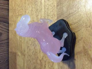 Vintage Chinese Carved Rose Quartz Horse Figurine w/ Stand 3