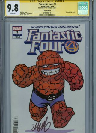 Fantastic Four 3 Young Variant Cover Cgc 9.  8 Ss Signed By Skottie Young