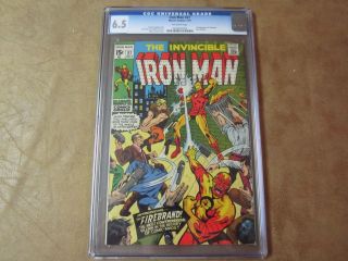 The Invincible Iron Man 27 Cgc 6.  5 Comic Book 1970 1st App.  Of Firebrand Key