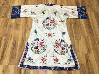 Antique Chinese Silk Embroidered ROBE Birds Flowers 7