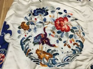 Antique Chinese Silk Embroidered ROBE Birds Flowers 8