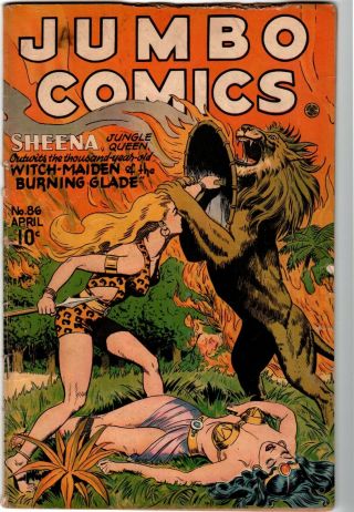 Jumbo Comics 86 (1946,  Fiction House) Sheena Jungle Queen,  Gga Headlights