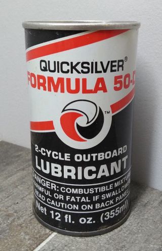 Vintage Quicksilver Formula 50 - D 2 Cycle Oil Metal Can 12oz Mercury Outboard