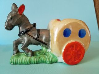 Vintage Donkey Burro Mule Cart Wagon Dish Ashtray Figurine Japan C1