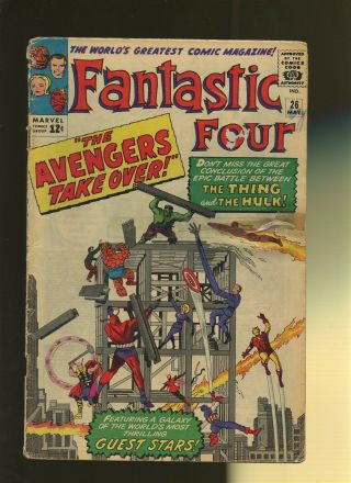 Fantastic Four 26 Gd,  2.  5 1 Book Avengers Take Over By Stan Lee & Jack Kirby