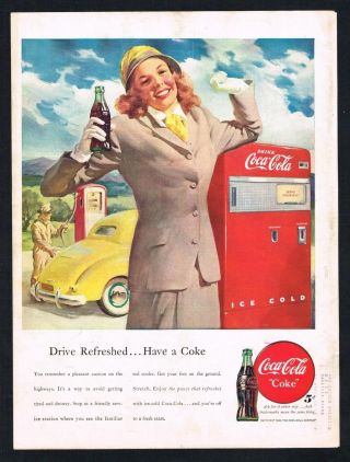 Coca Cola Ad " Coke " Machine Advertising 1949 Vintage Print Ad Retro