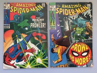 Spiderman 78 79 (1969 - 70) Mid - Grade (4.  5 - 6.  5) Prowler 1st Appearance